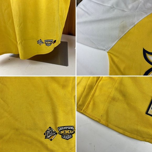 90s FUBU Jersey Baseball Button Up Mens 2XL FUBU 05 Yellow Blue Vintage Logo - Picture 9 of 9